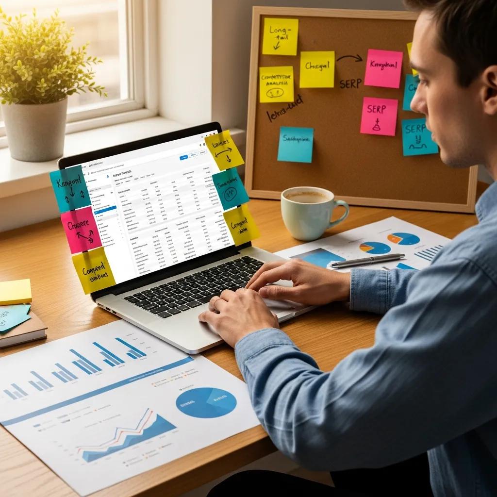 Person analyzing data for digital content strategy in a cozy workspace